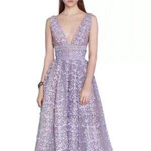 Bronx and Banco Megan V-neck Lace Maxi Dress XS Lavender BRAND NEW WITH TAGS